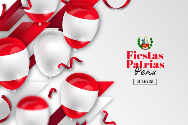 Fondo realista de fiestas patrias con globos y confeti