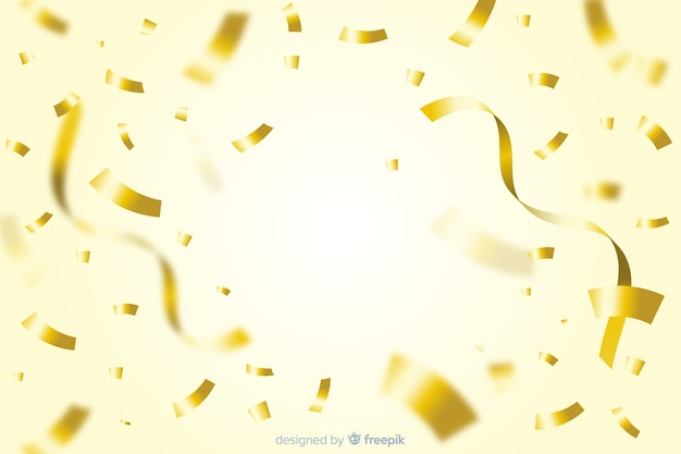 Fondo realista de fondo de confeti dorado