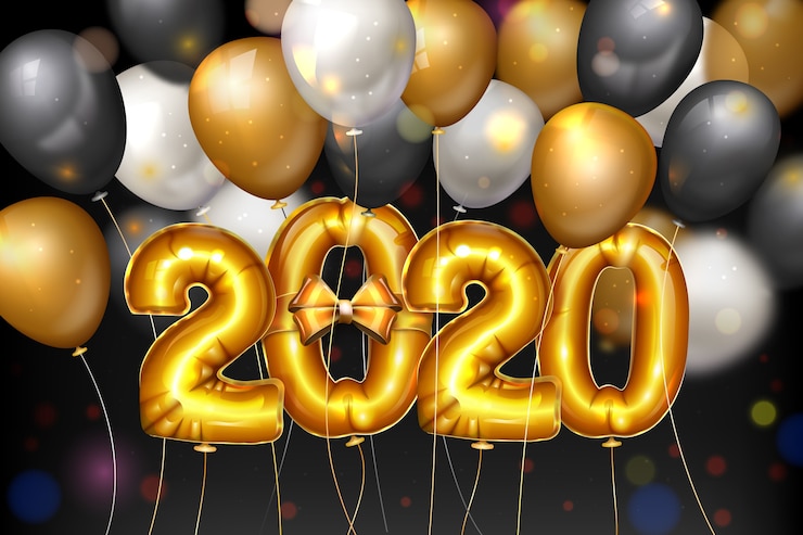 Vector gratuito fondo realista de globos de año nuevo 2020