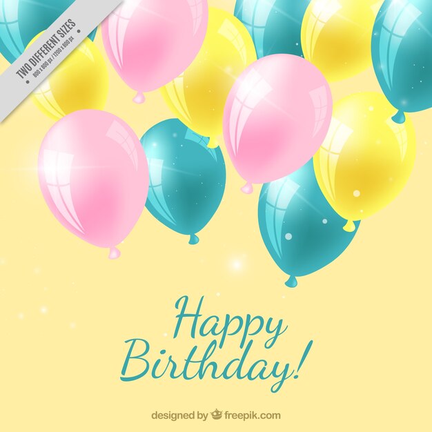 Fondo realista con globos de cumpleaños decorativos