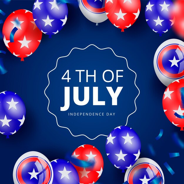 Fondo realista de globos del día de la independencia del 4 de julio