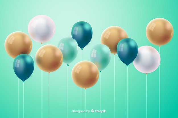 Fondo realista de globos tridimensionales y brillantes