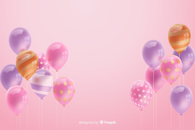 Fondo realista de globos tridimensionales y brillantes