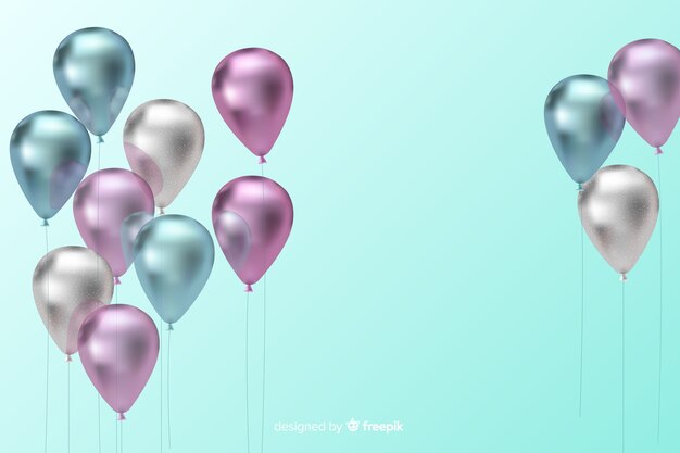 Fondo realista de globos tridimensionales y brillantes