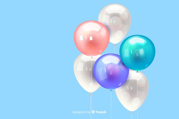 Fondo realista de globos tridimensionales y brillantes