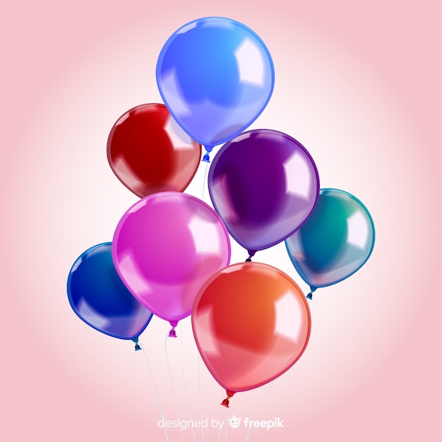 Fondo realista de globos tridimensionales y brillantes