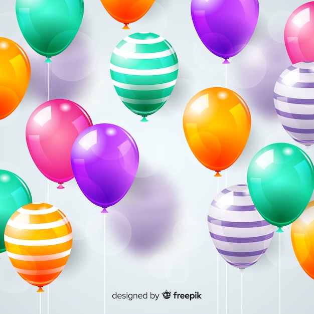 Fondo realista de globos tridimensionales y brillantes