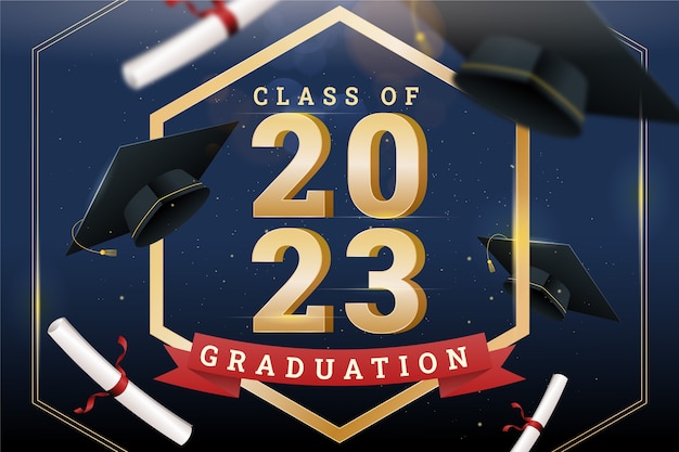Vector gratuito fondo realista para la graduación de la clase 2023