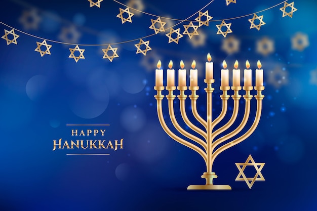 Vector gratuito fondo realista de hanukkah