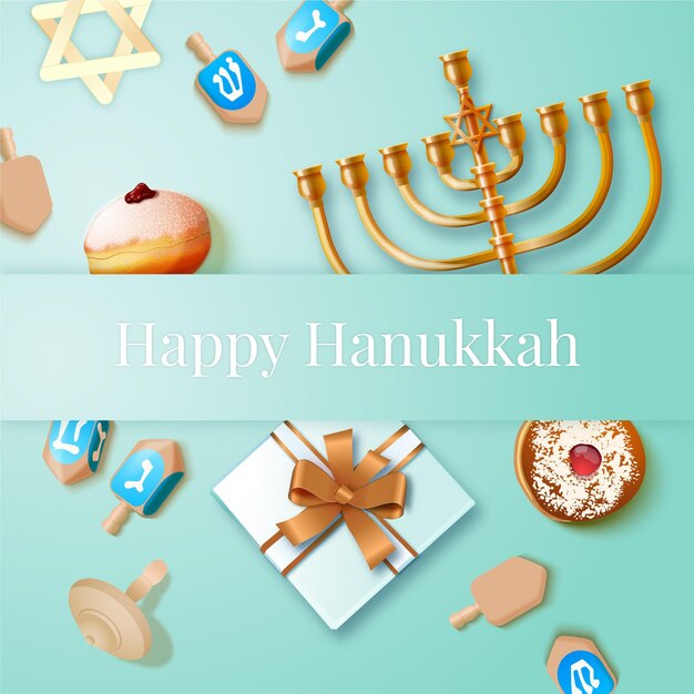 Vector gratuito fondo realista de hanukkah