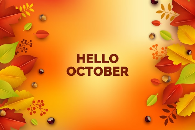 Fondo realista de hola octubre para el otoño