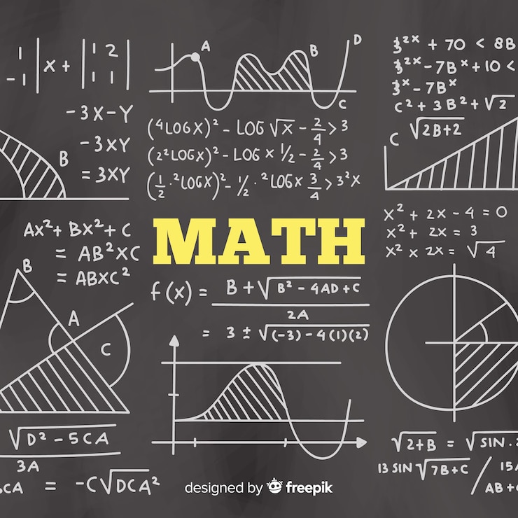Vector gratuito fondo realista de las matemáticas en la pizarra