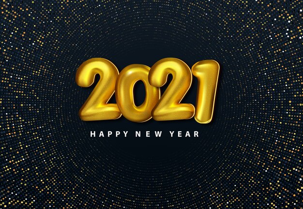 Fondo realista de oro número 2021 año nuevo