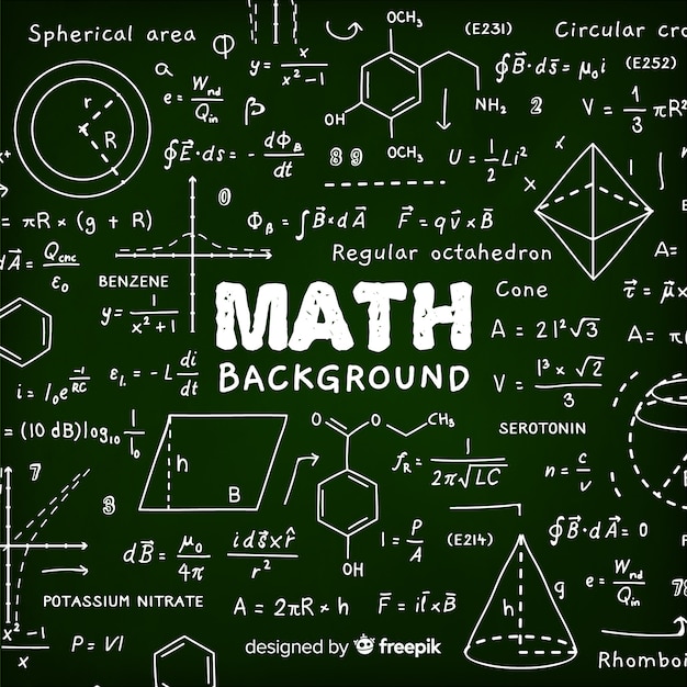 Vector gratuito fondo realista pizarra matemáticas