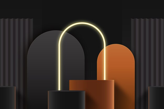 Fondo realista del podio con luz de neón