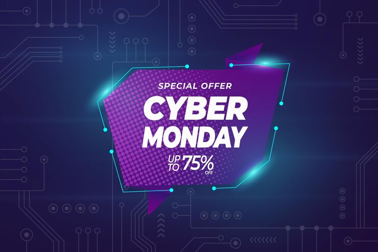 Vector gratuito fondo realista de rebajas de cyber monday