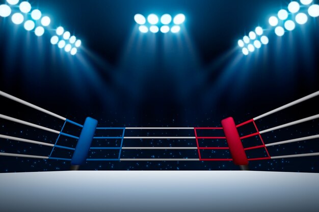 El fondo realista del ring de boxeo