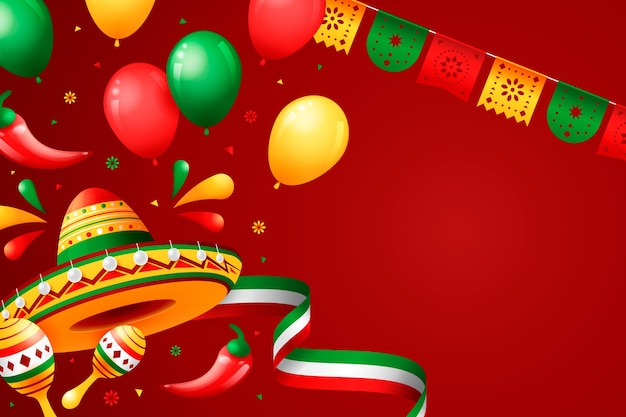 Vector gratuito fondo realista de sombrero mexicano