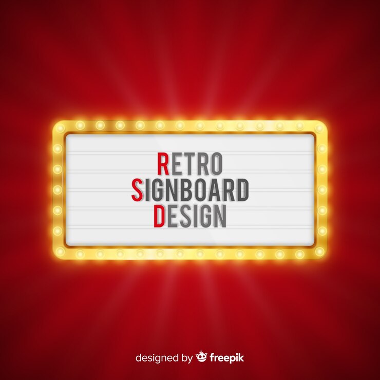 Vector gratuito fondo realista valla publicitaria retro luminosa