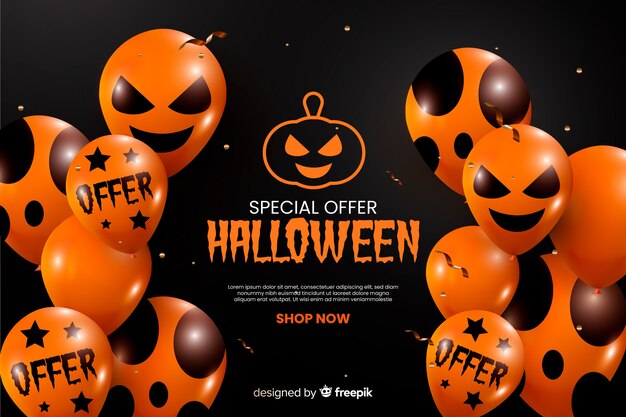 Fondo realista de venta de halloween con globos