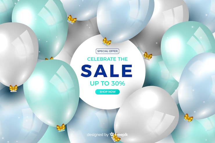 Vector gratuito fondo realista de ventas de globos