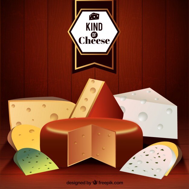 Vector gratuito fondo realistad de variedad de quesos