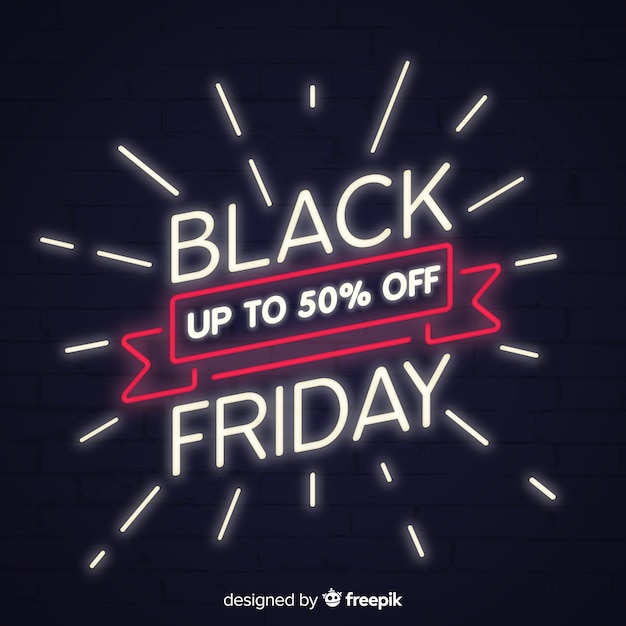 Vector gratuito fondo de rebajas de black friday estilo neón