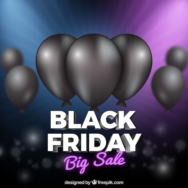 Vector gratuito fondo de rebajas de black friday con globos