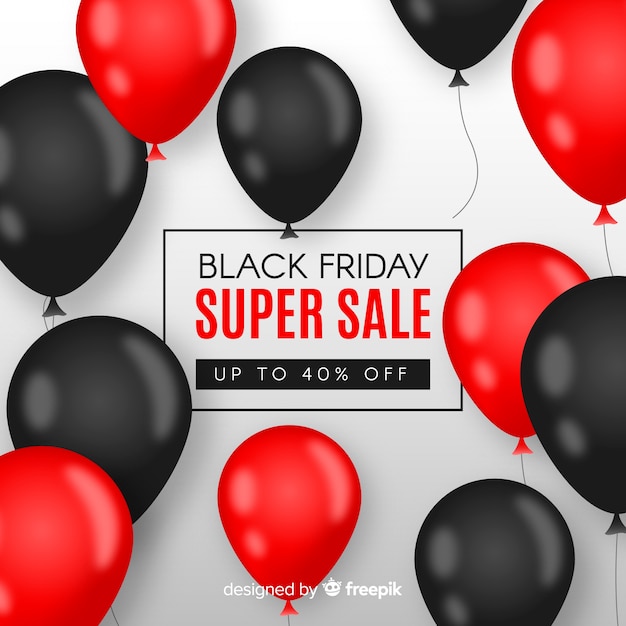 Vector gratuito fondo de rebajas de black friday  con globos