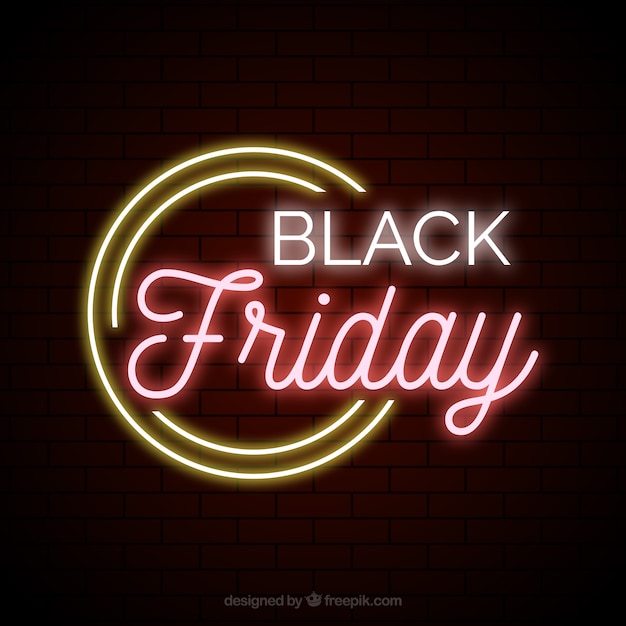 Vector gratuito fondo de rebajas de black friday con luces de neón