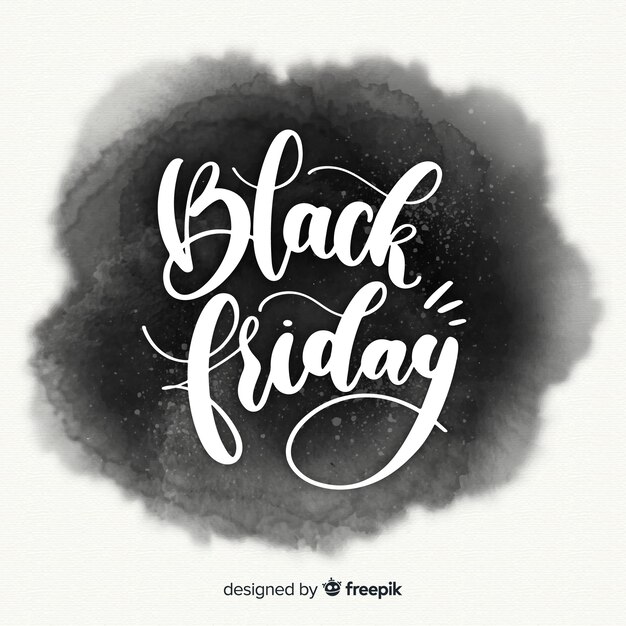 Vector gratuito fondo de rebajas de black friday con manchas de acuarela