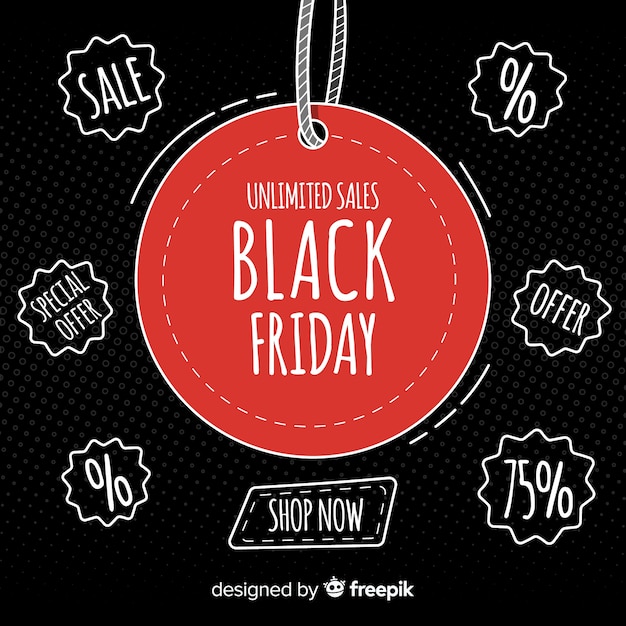 Vector gratuito fondo de rebajas de black friday con tipografía