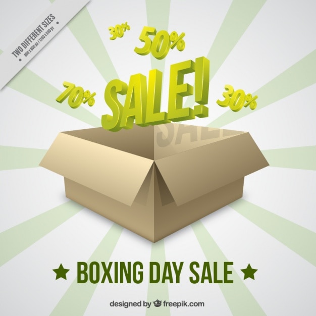 Vector gratuito fondo de rebajas del boxing day con caja de cartón