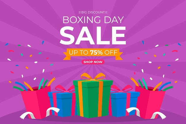 Vector gratuito fondo de rebajas de boxing day plano dibujado a mano