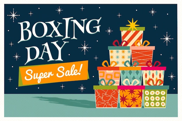 Vector gratuito fondo de rebajas de boxing day plano dibujado a mano