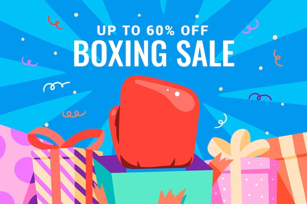 Vector gratuito fondo de rebajas de boxing day plano dibujado a mano