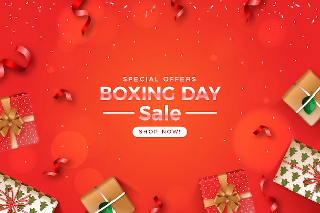 Vector gratuito fondo de rebajas de boxing day realista