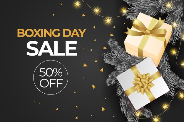 Vector gratuito fondo de rebajas de boxing day realista