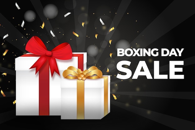 Vector gratuito fondo de rebajas de boxing day realista