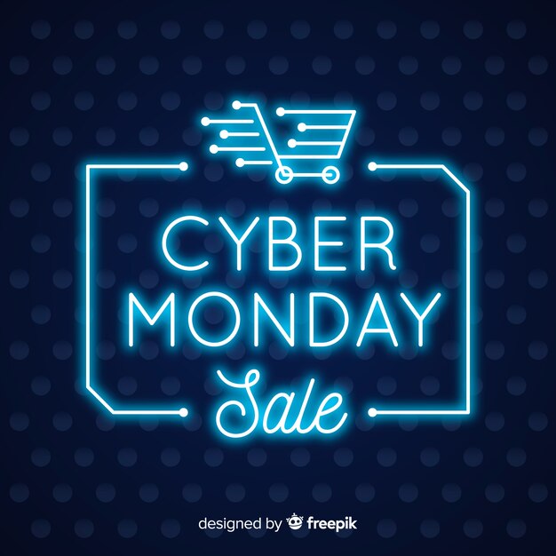 Fondo rebajas de cyber monday en estilo neón