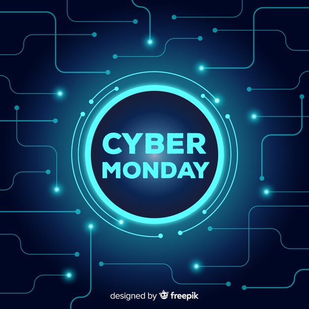 Fondo rebajas de cyber monday en estilo neón