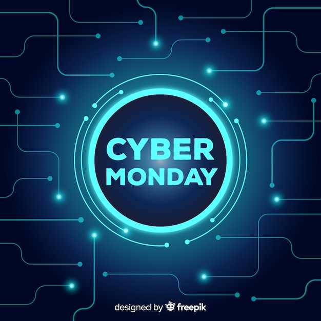Fondo rebajas de cyber monday en estilo neón