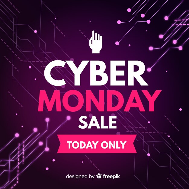 Fondo rebajas de cyber monday en estilo neón