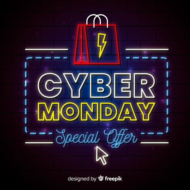 Fondo de rebajas  de cyber monday estilo neón