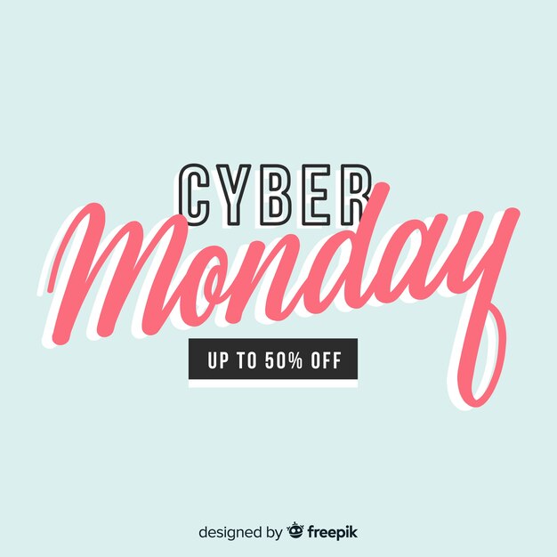 Fondo de rebajas de cyber monday con lettering