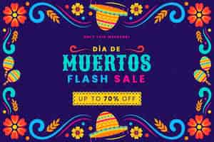 Vector gratuito fondo rebajas dia de muertos plano dibujado a mano