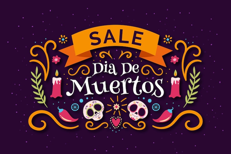 Vector gratuito fondo rebajas dia de muertos plano dibujado a mano