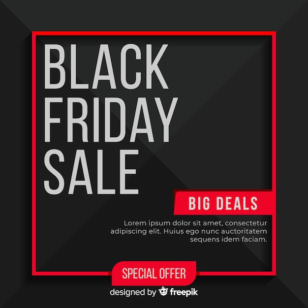 Vector gratuito fondo de rebajas negro y rojo de black friday