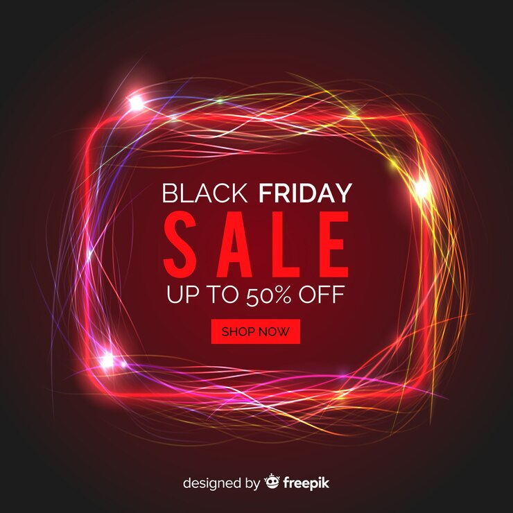 Vector gratuito fondo de rebajas neón de black friday