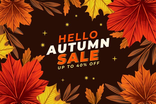Fondo de rebajas de otoño en acuarela